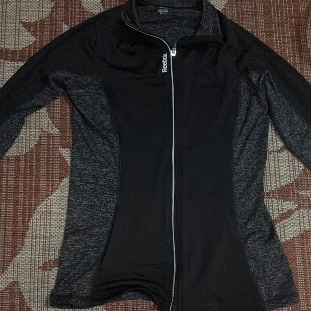 Reebok Black and Gray Zip-Up Jacket
